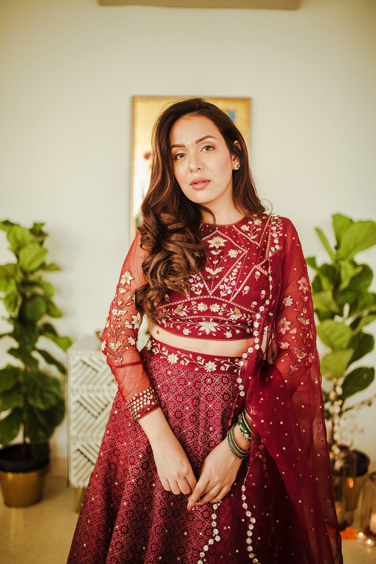 Malvika Rallan In Plum Silk Embroidered Lehenga Set