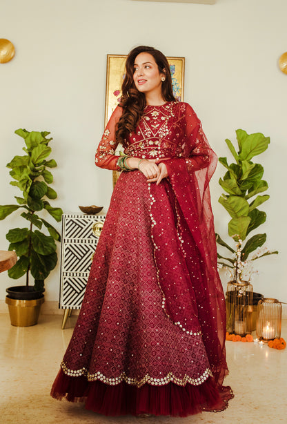 Malvika Rallan In Plum Silk Embroidered Lehenga Set