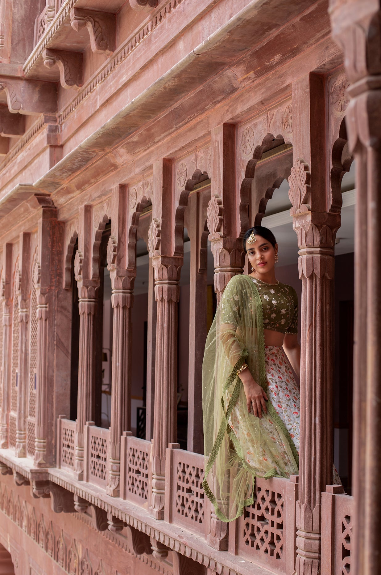 Sheena Sherwani In Sage Green Lehenga Set