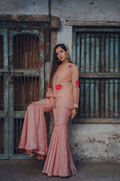 Pale Pink Gulaab Embroidered Gharara Set