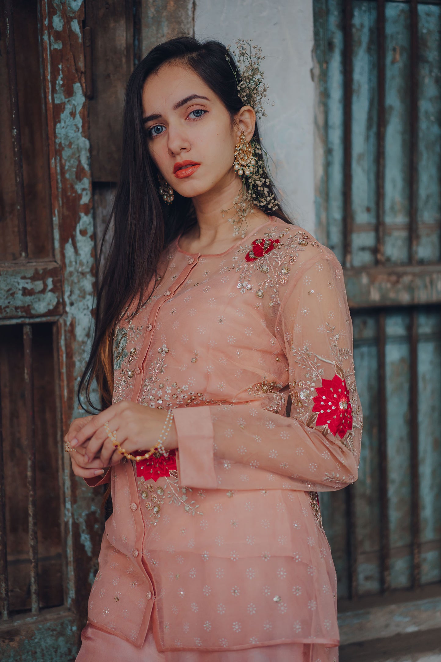 Pale Pink Gulaab Embroidered Gharara Set