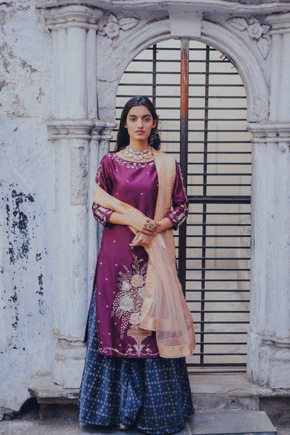 Purple Gulaab Embroidered Sharara Set