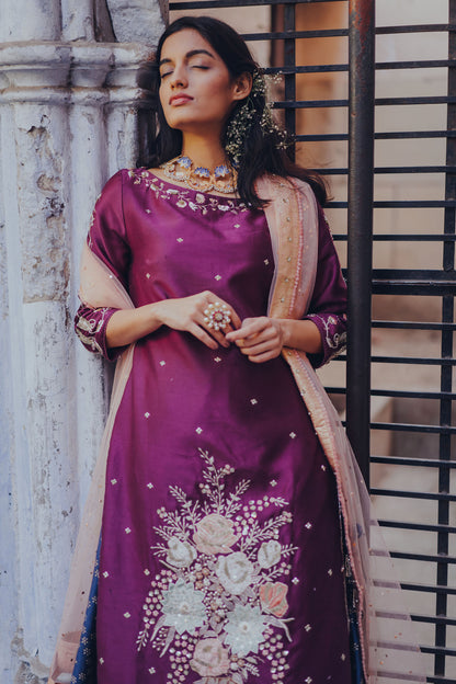 Purple Gulaab Embroidered Sharara Set