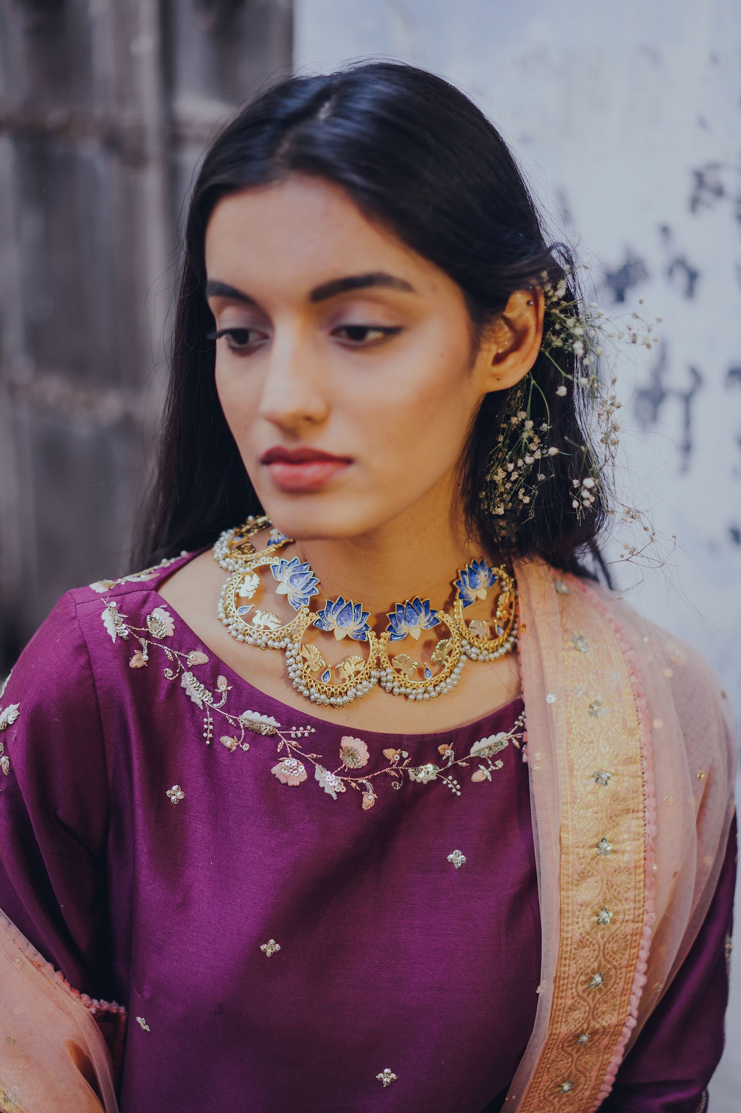 Purple Gulaab Embroidered Sharara Set