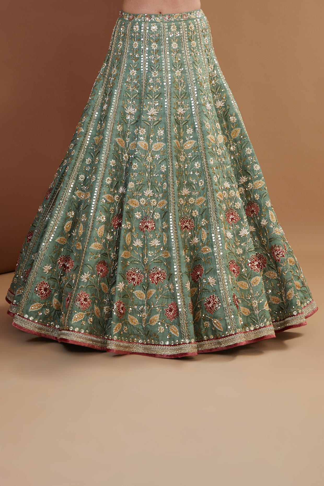 Aqua Silk Embroidered Luxurious Lehenga Set