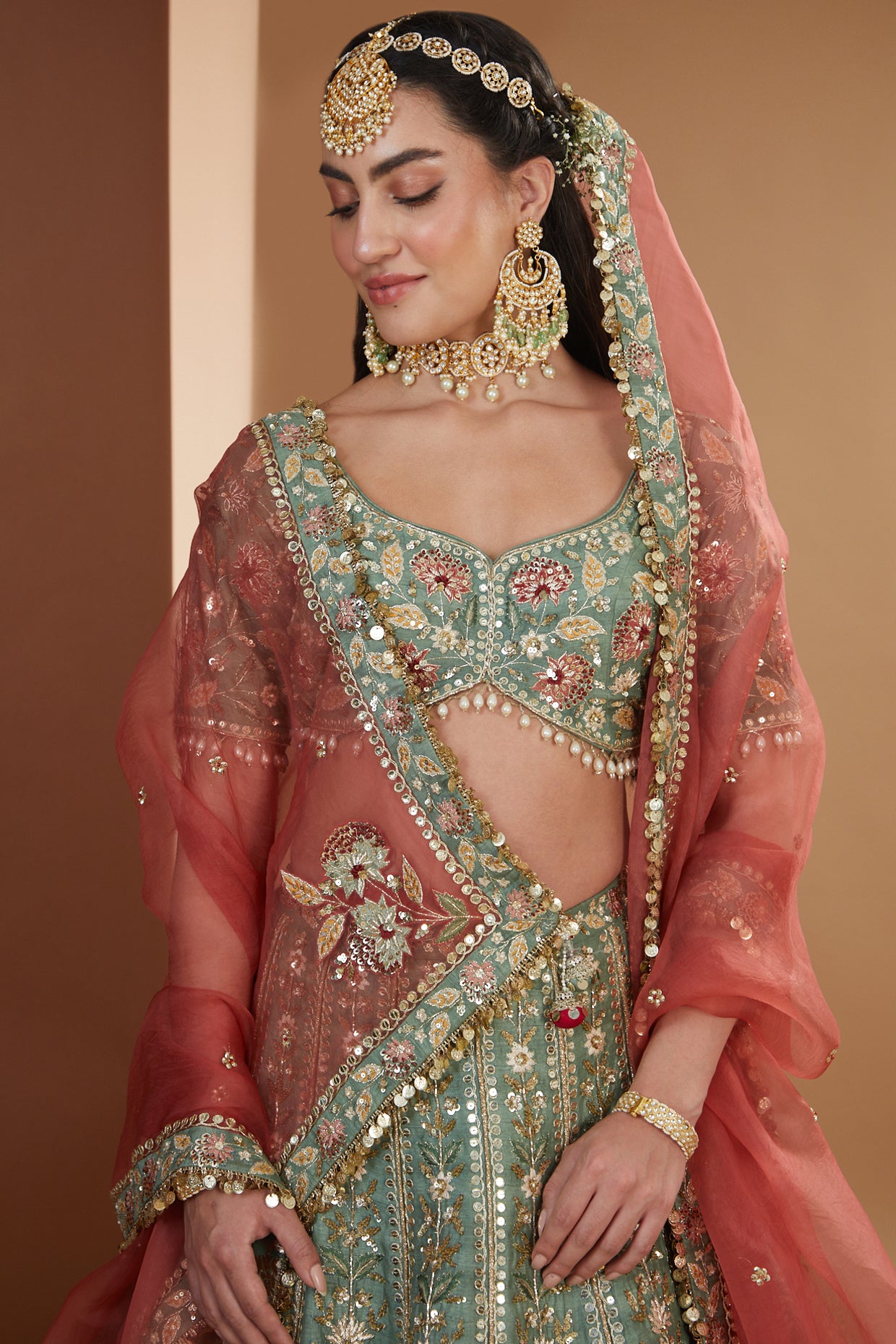 Aqua Silk Embroidered Luxurious Lehenga Set