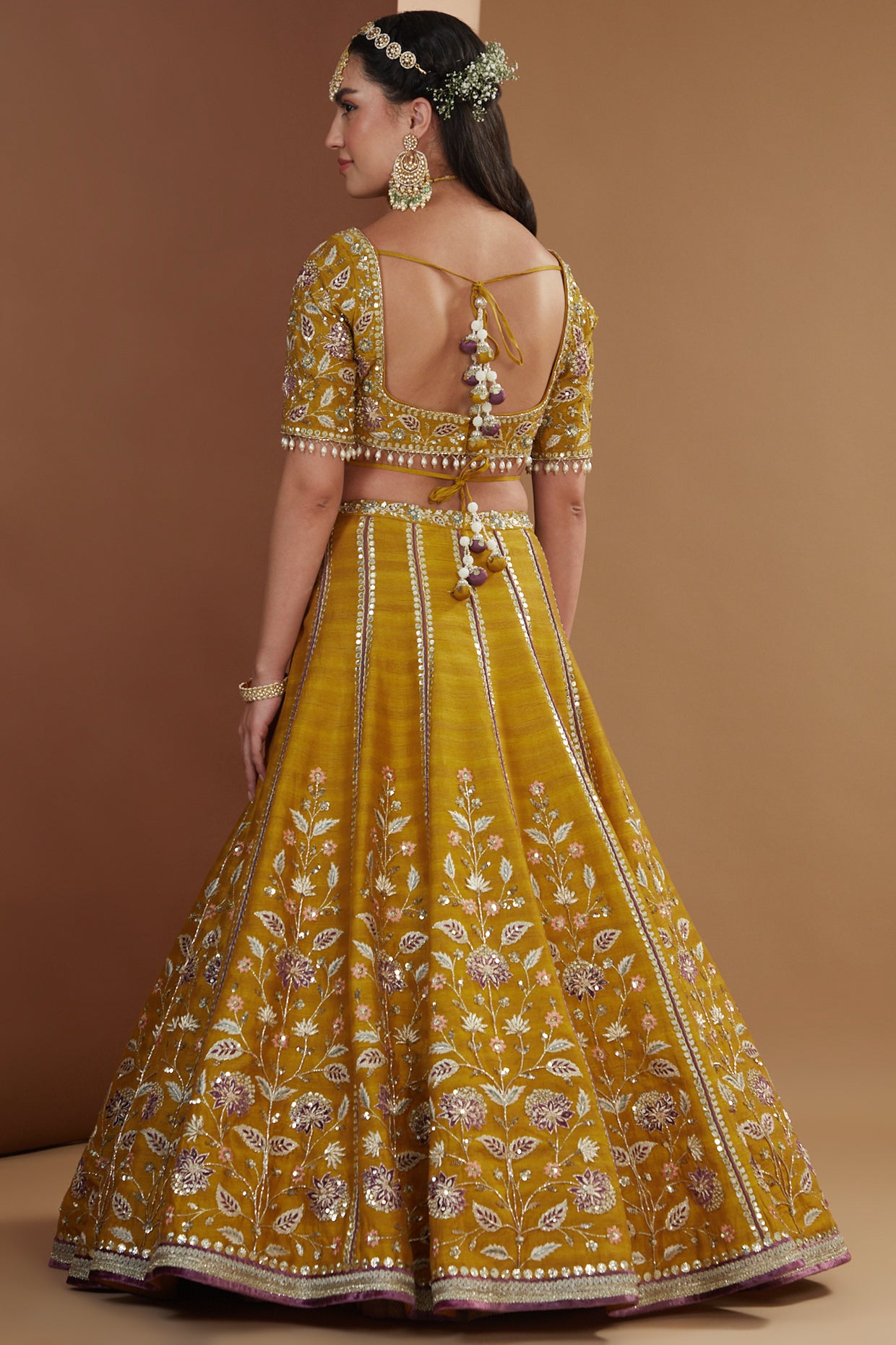 Mustard Silk Embroidered Luxurious Lehenga Set