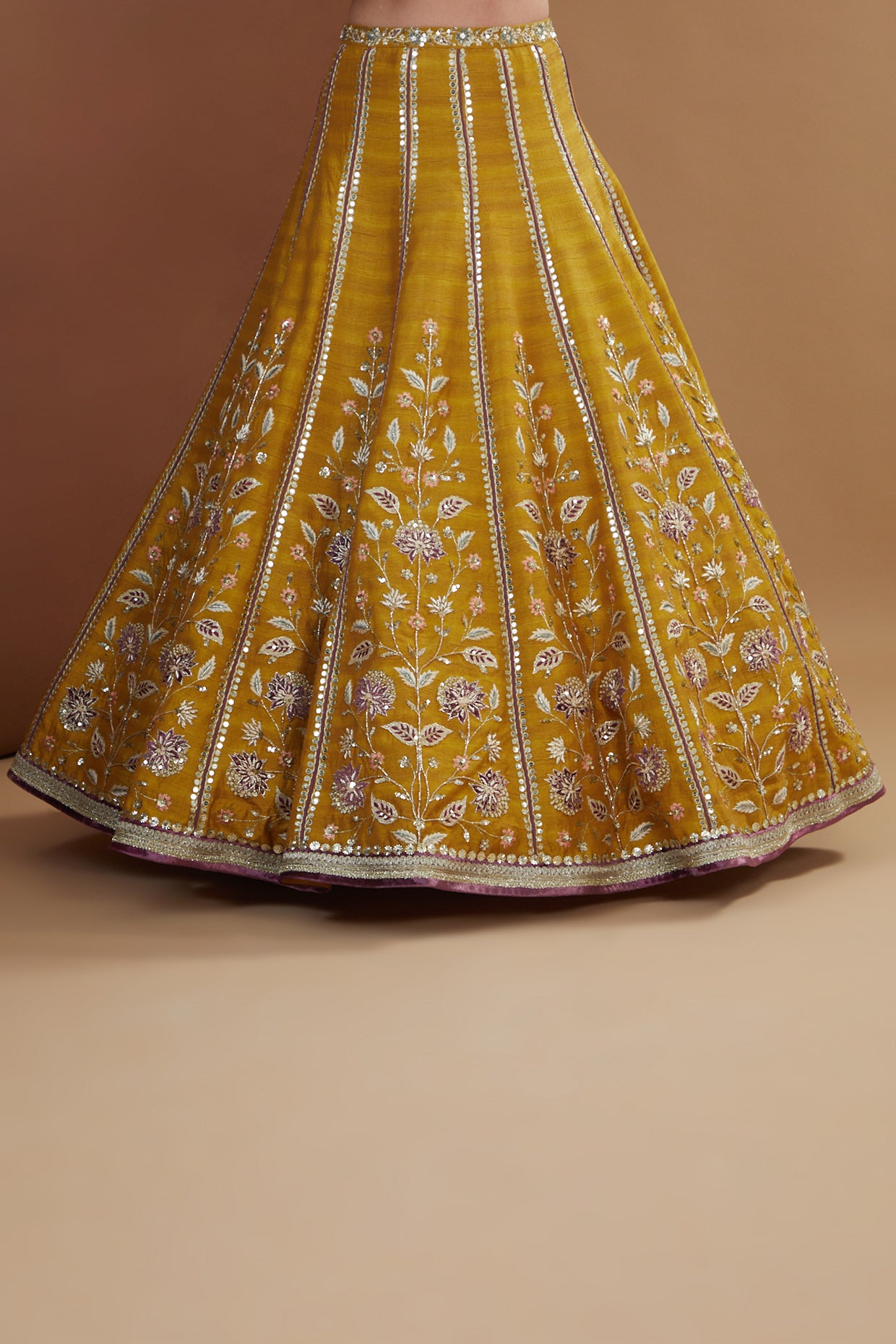 Mustard Silk Embroidered Luxurious Lehenga Set