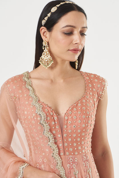 Blush Georgette Floral Embroidered Anarkali Set