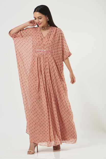 Blush Georgette Floral Printed Kaftan