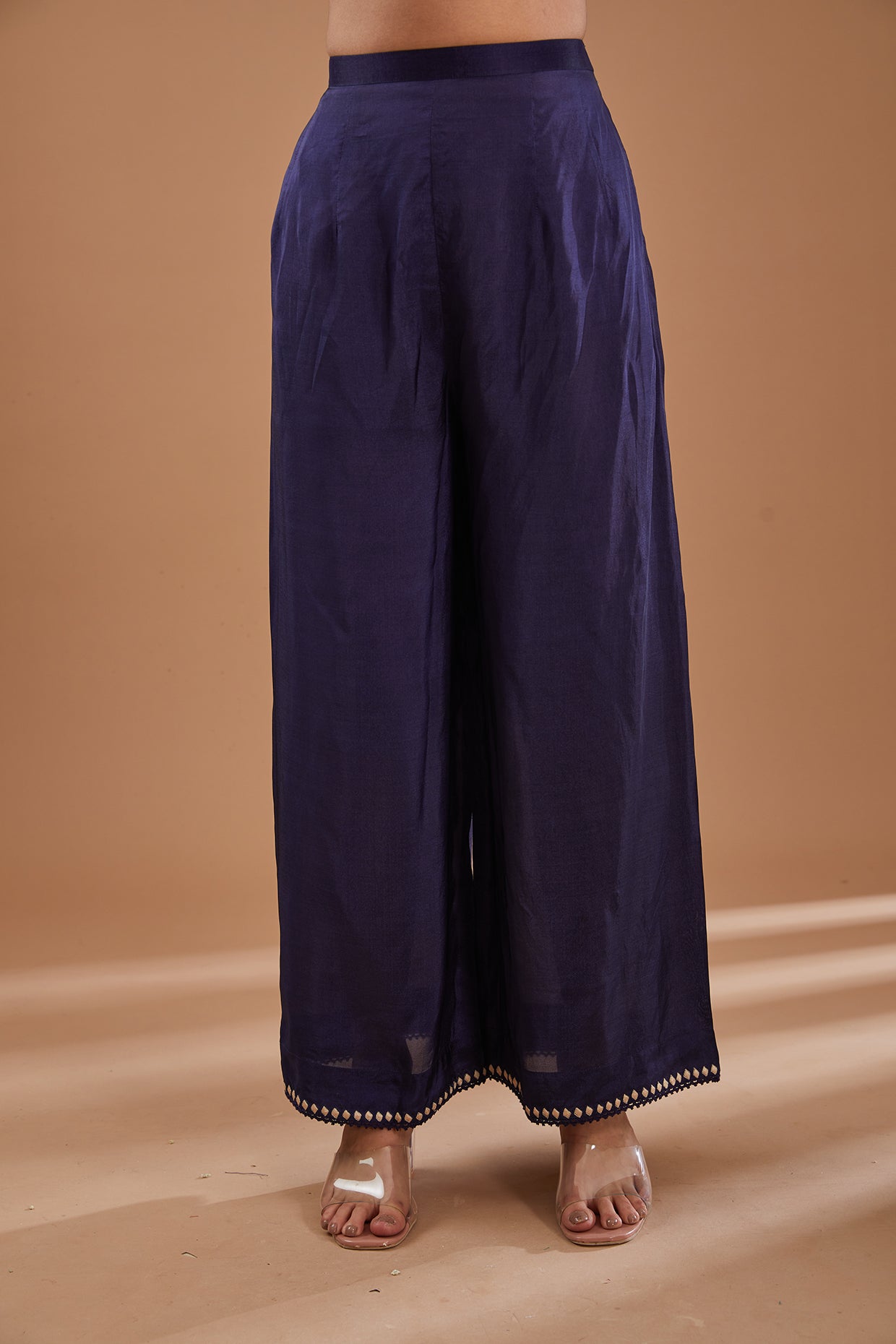 Indigo Chiffon Embroidered Kurta Set