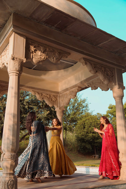 Malvika Rallan In Cherry Red Embroidered Anarkali Set