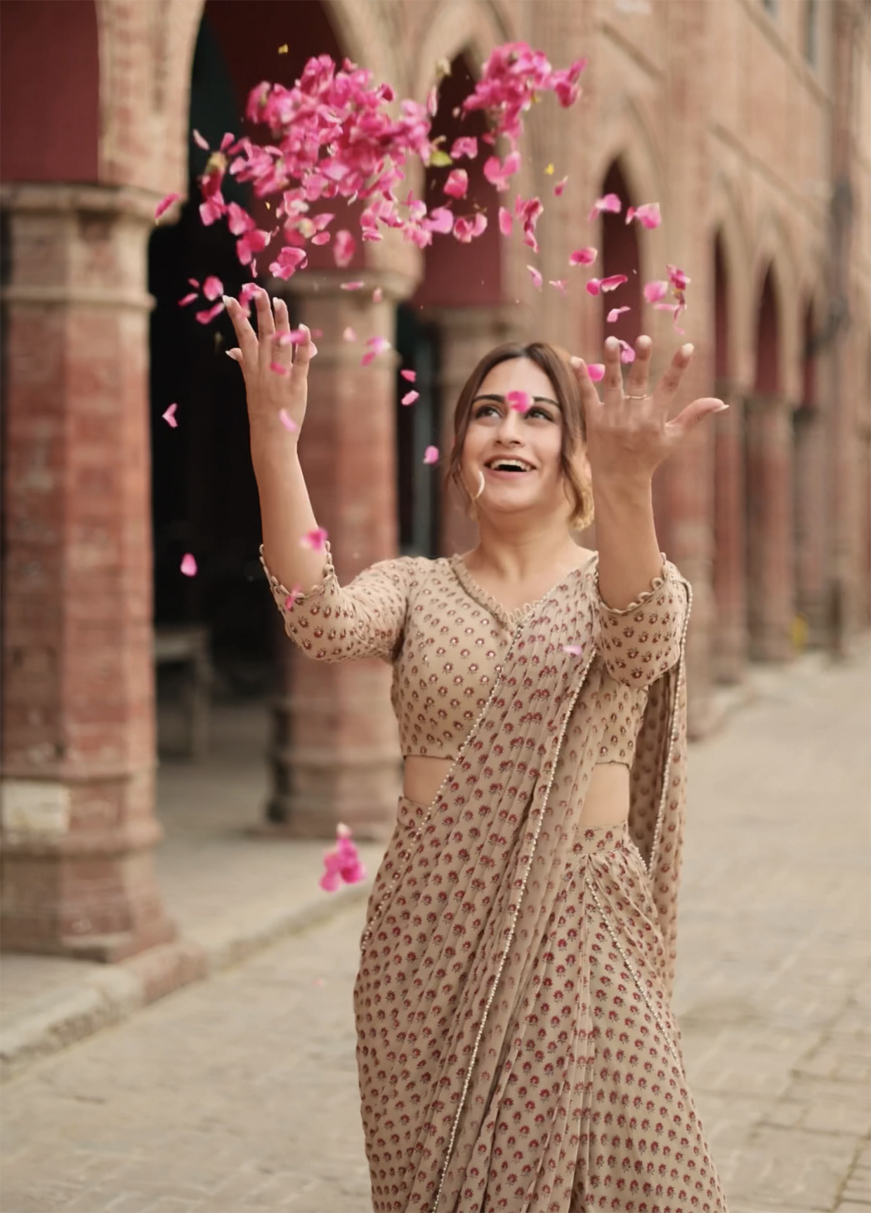 Kashish Dadhwal In Warm Grey Draped Saree Set