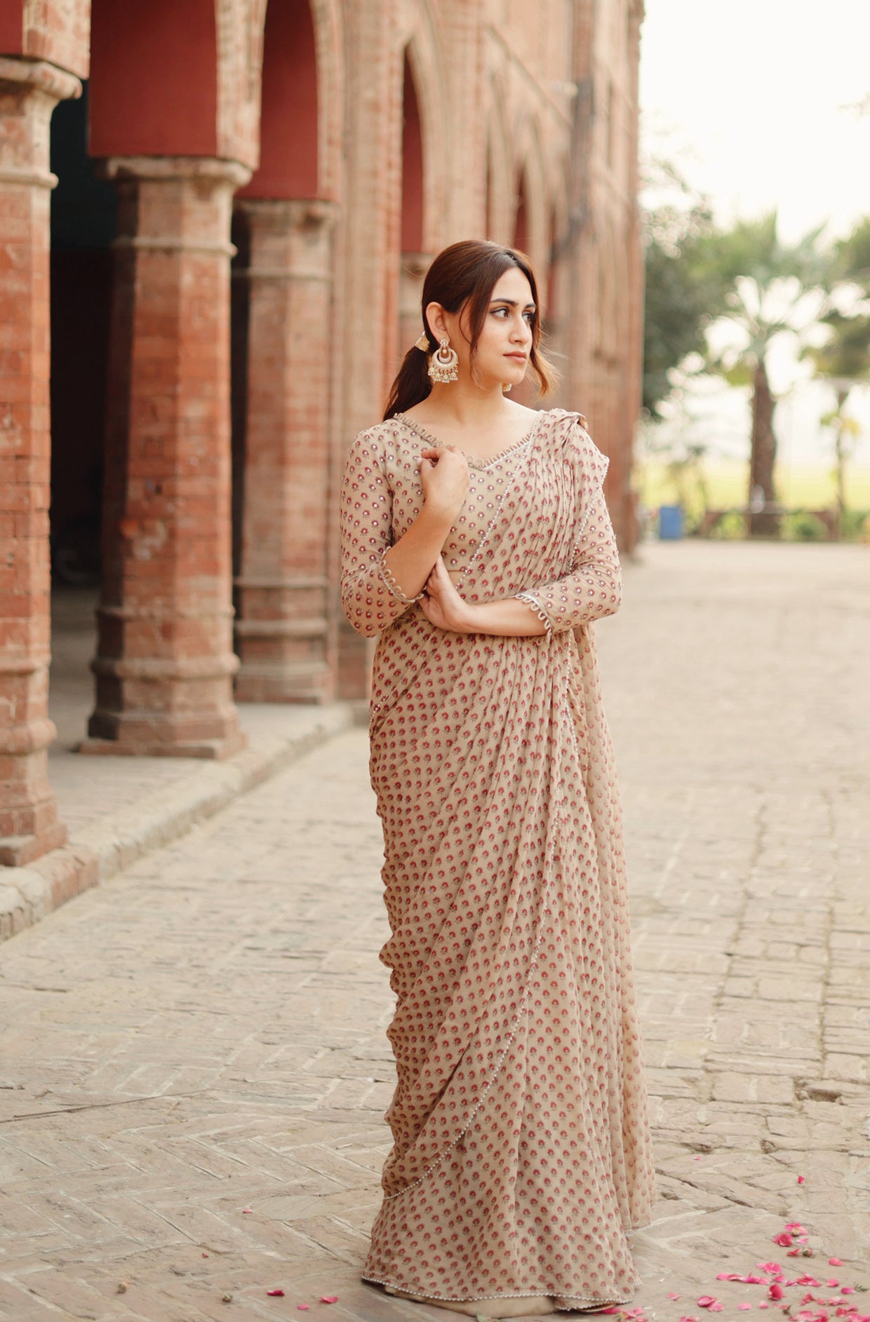 Kashish Dadhwal In Warm Grey Draped Saree Set