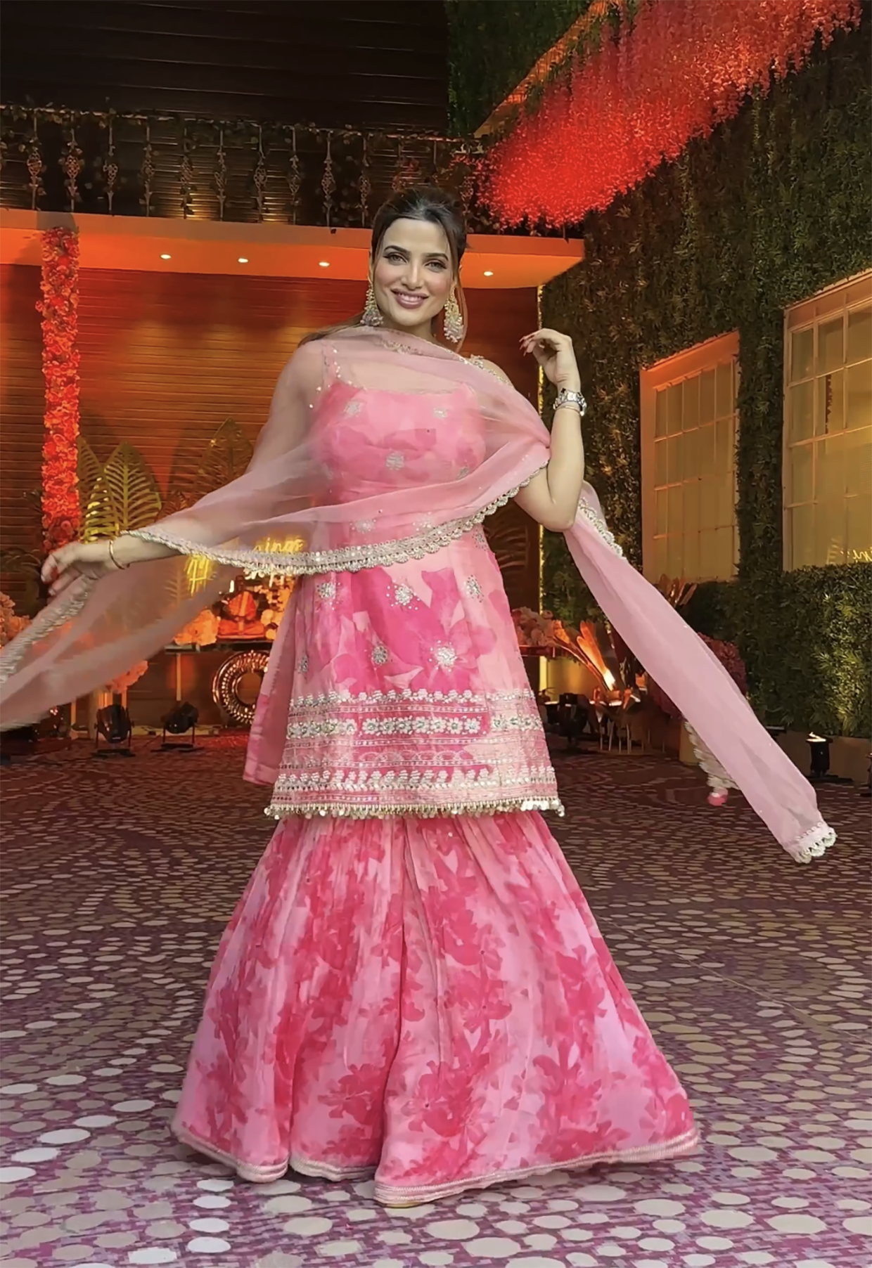 Guneet Virdi In Pink Silk Sharara Set