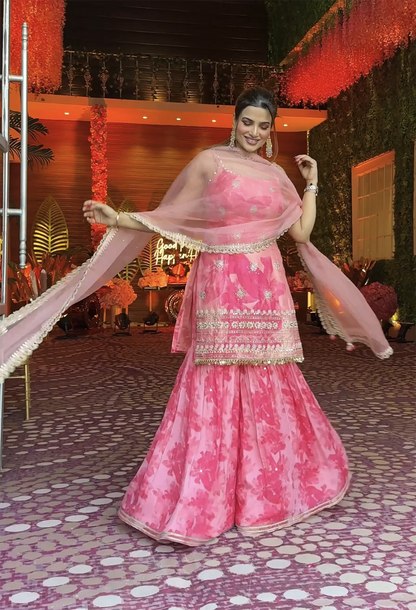 Guneet Virdi In Pink Silk Sharara Set