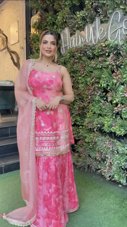 Guneet Virdi In Pink Silk Sharara Set