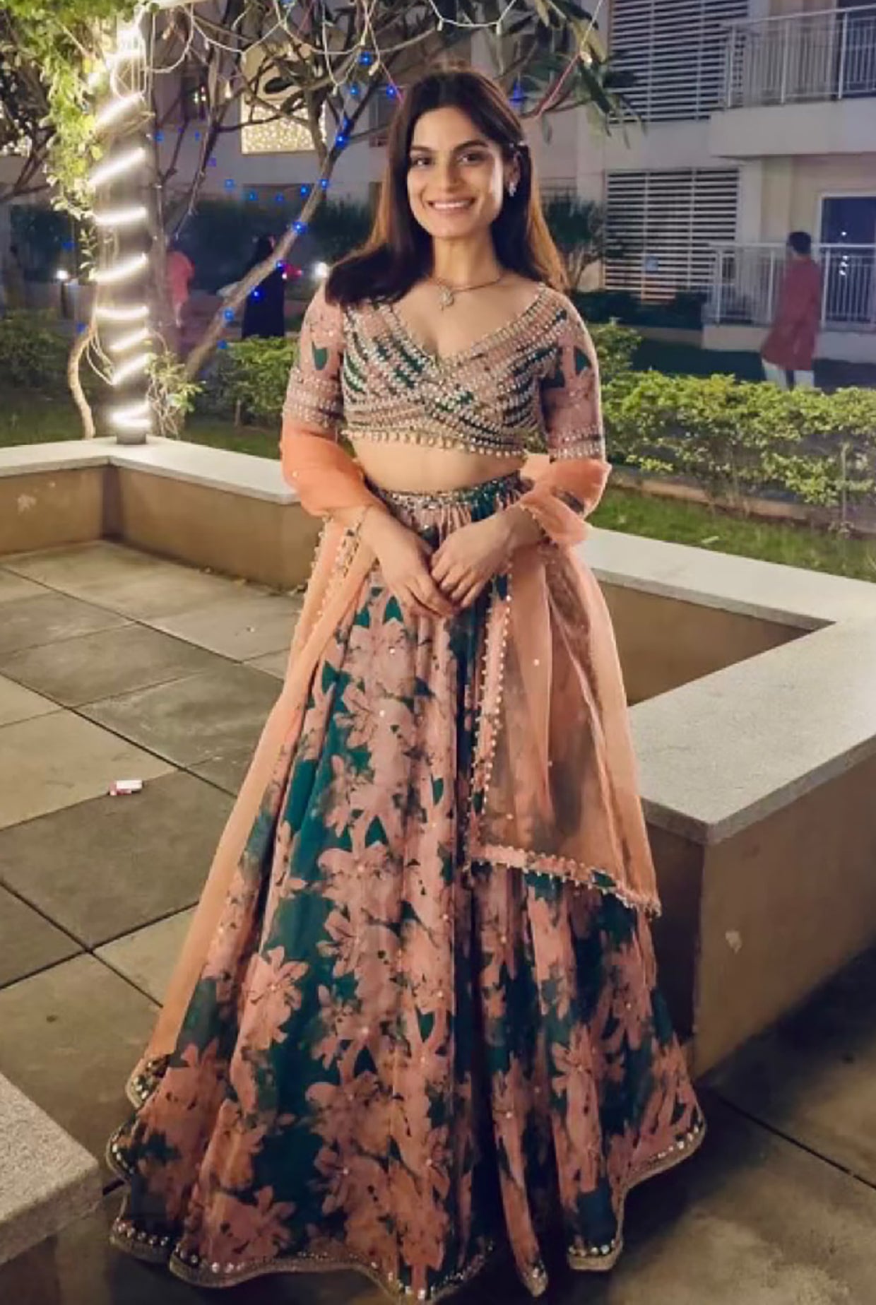 Srishti Dixit In Green Organza Lehenga Set