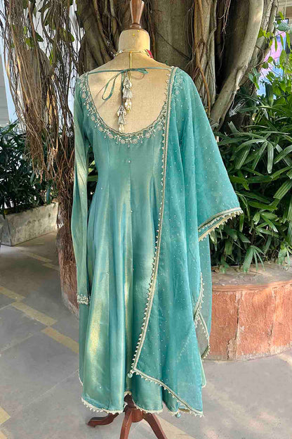 Jade Tissue Embroidered Anarkali Set