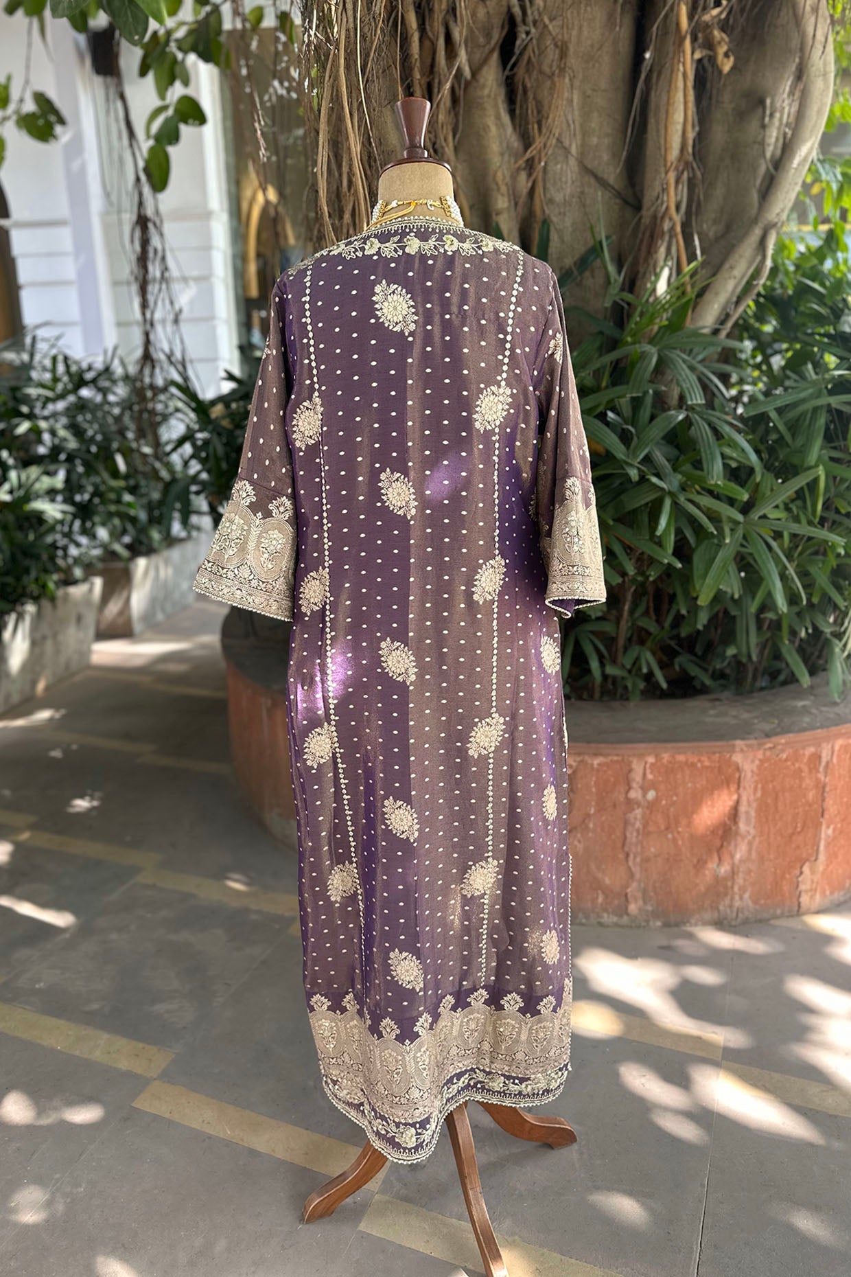 Royal Purple Embroidered Tissue Kaftan